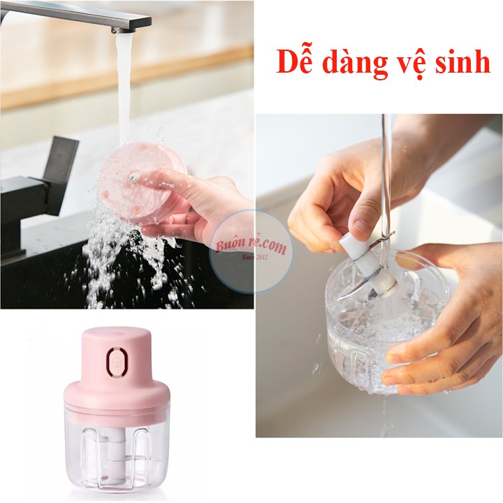 Máy xay mini 250ml cầm tay đa năng xay tỏi ớt, hành, rau củ quả, Cao Cấp sạc điện nhỏ gọn