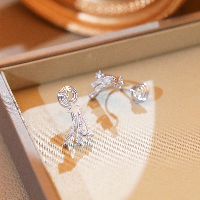 [Jiudolan] Bông Tai Tua Rua Ngôi Sao Đính Đá Zircon Sáng Bóng Thời Trang Hàn Quốc Dành Cho Bạn Nữ