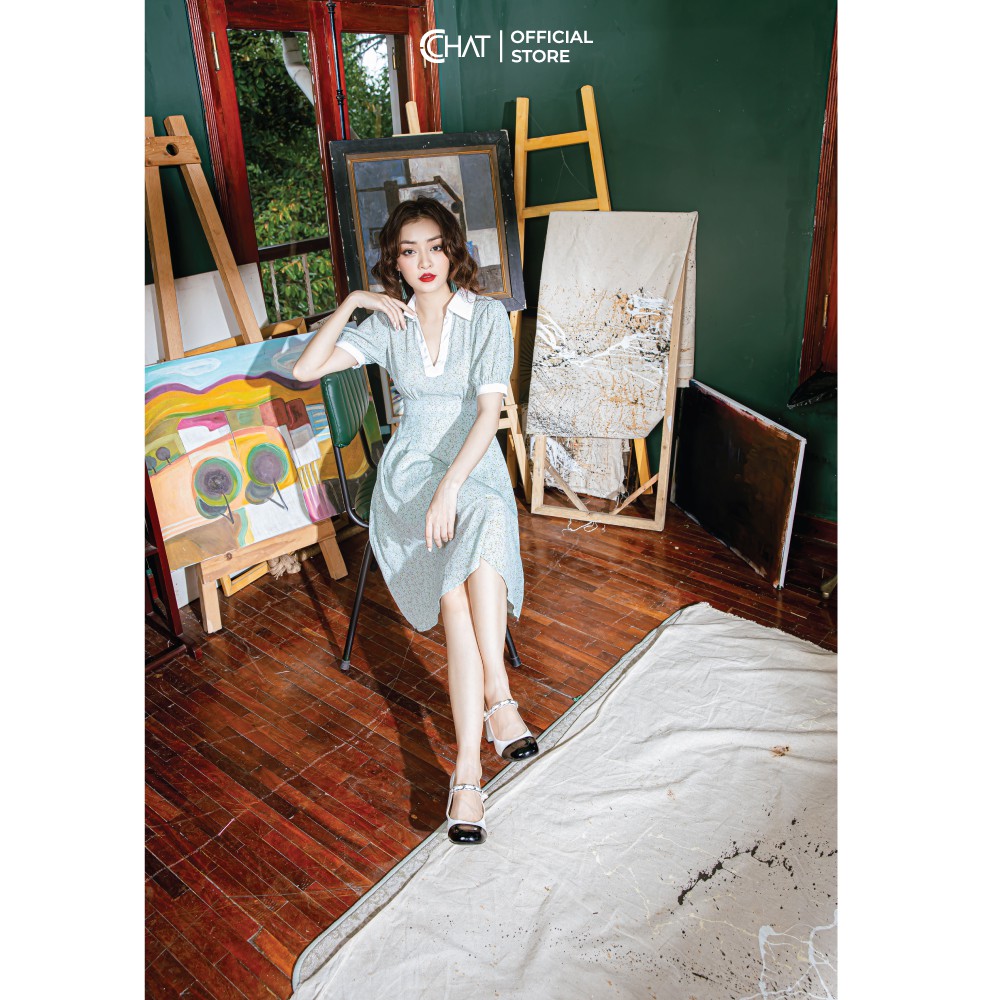 CCHAT Váy hoạ tiết xoè cổ trụ | BigBuy360 - bigbuy360.vn
