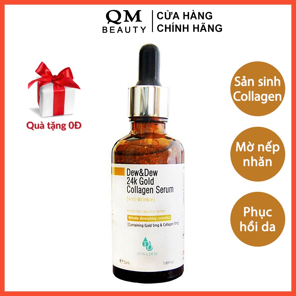 Serum Dew&Dew 24K Gold Collagen Anti Wrinkle giúp tái tạo da, giảm nếp nhăn Hàn Quốc