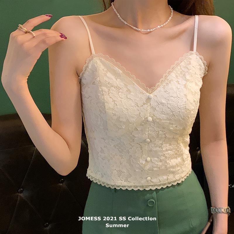 Pháp ren áo yếm của phụ nữ mặc bên trong cơ sở thiết kế cảm giác thích hợp ngoài hot girl địu nhỏ cổ V mùa hè