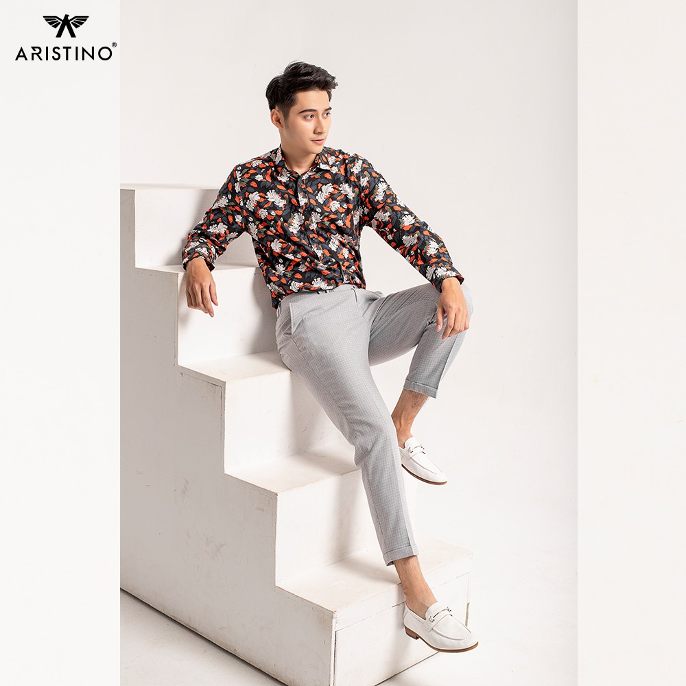 Áo sơ mi nam dài tay ARISTINO họa tiết hoa hồng thời thượng, chất cotton cao cấp thoáng mát, mềm mịn  - ALSM2009