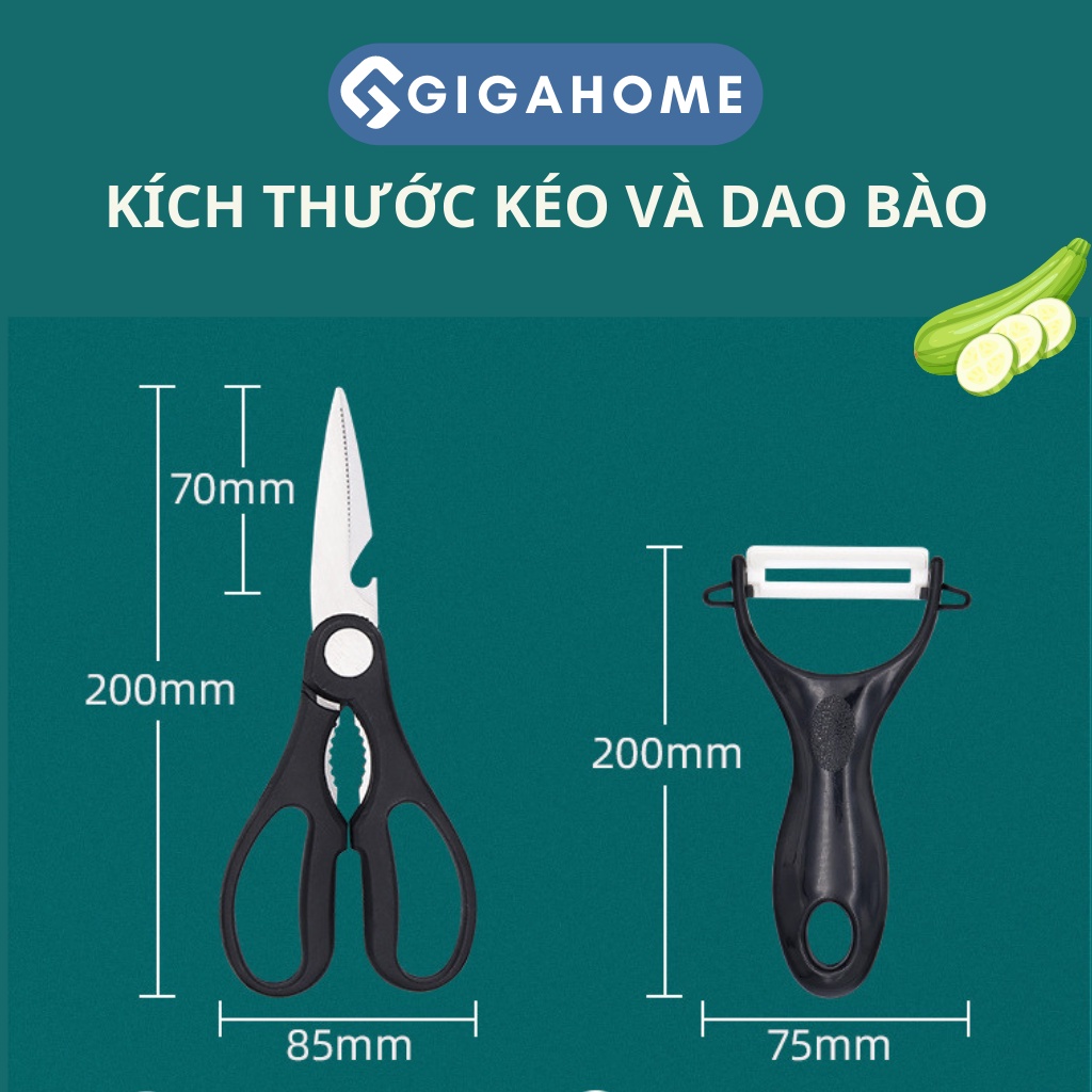 Bộ 6 Món Dao Nhà Bếp GIGAHOME Cao Cấp Thép Không Gỉ Siêu Chắc, Siêu Bền 8731