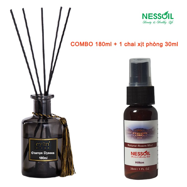 COMBO 1 bộ khuếch tán tinh dầu thơm phòng 180ml &amp; 1 chai xịt phòng 30ml, mùi tự chọn hoặc chú thích mùi bạn muốn mua