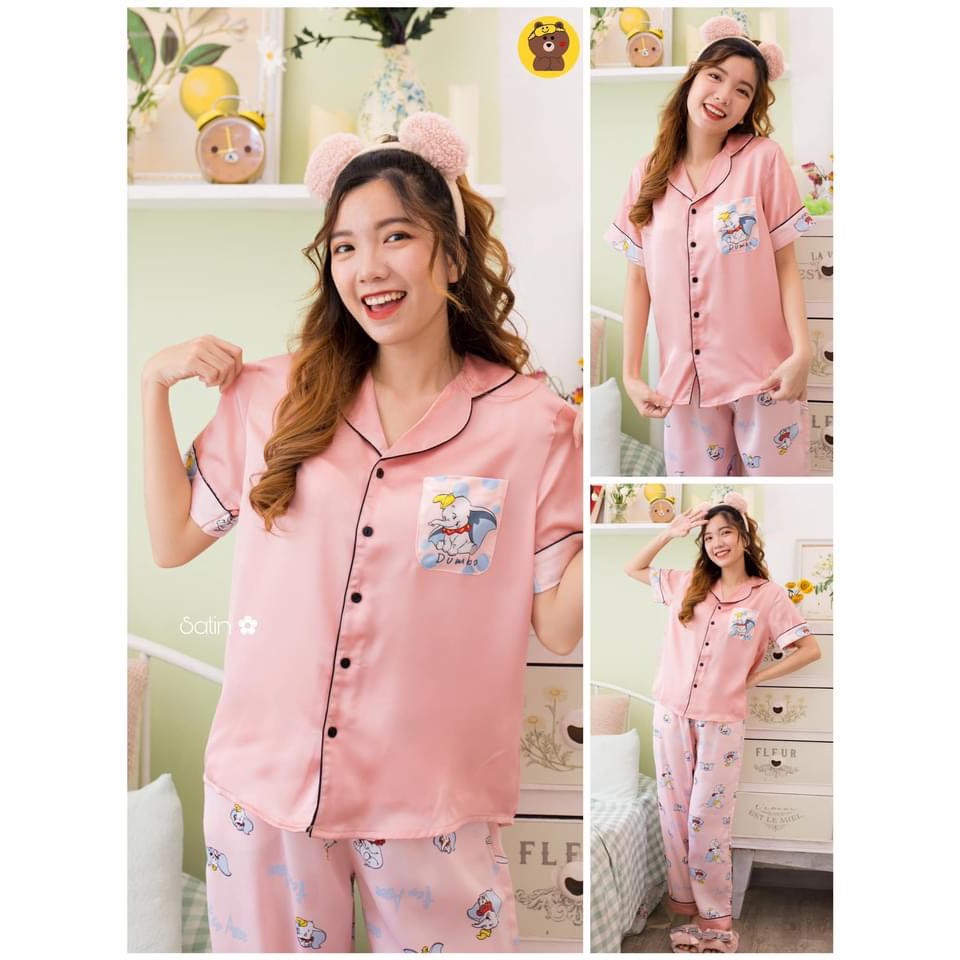 Đồ Bộ Pijama Satin Phối HỌA TIẾT 3D (TNQD&lt;60KG)