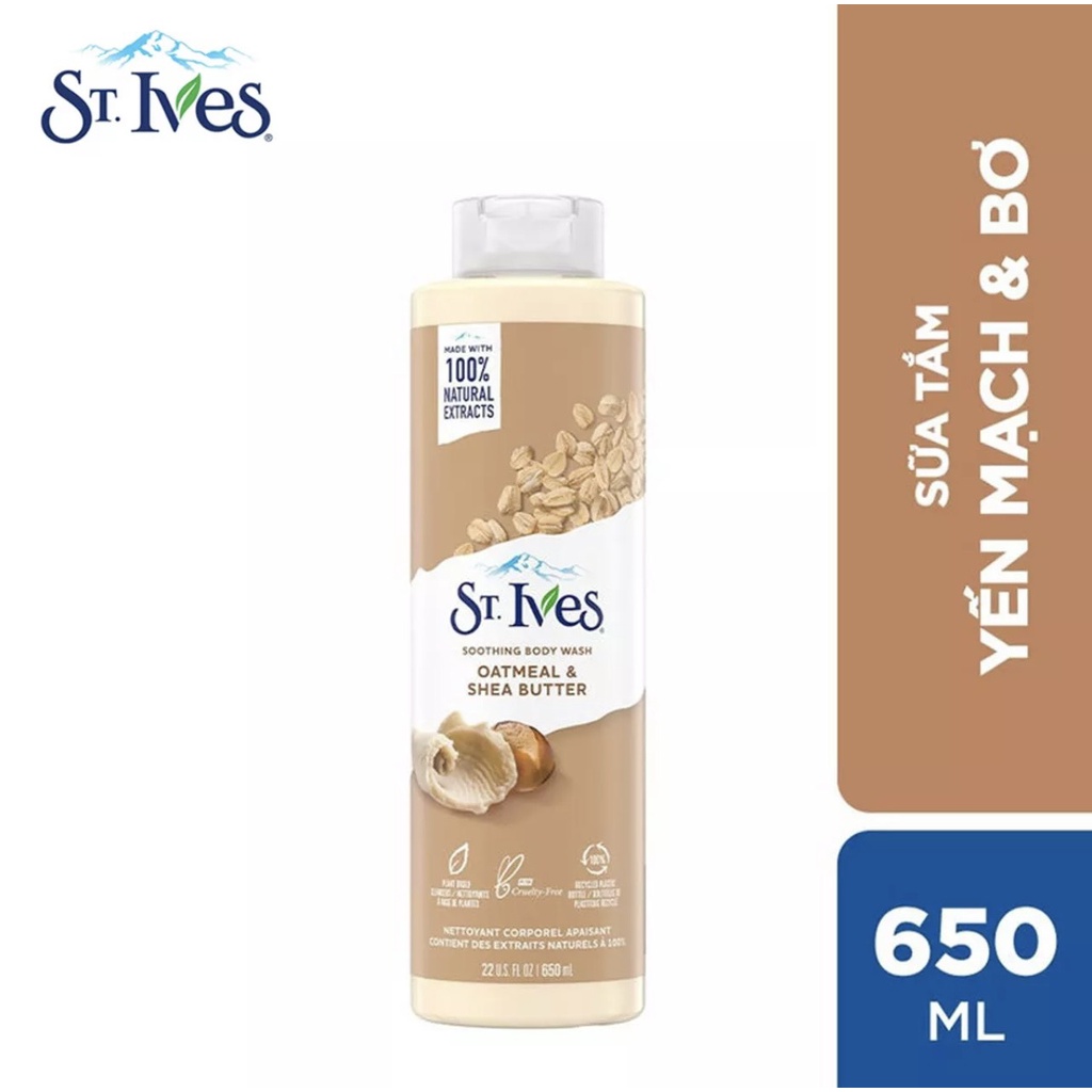 COMBO Sữa tắm St.ives Yến Mạch và Bơ [650ml]  + Sữa dưỡng thể St.Ives Oatmeal and Shea Butter [621ml]