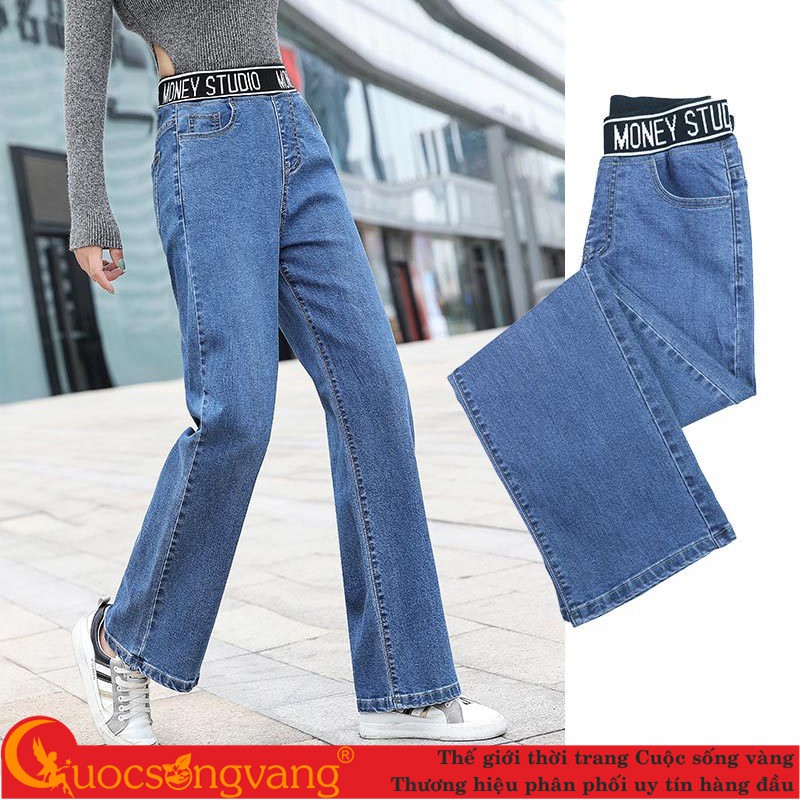 Quần jean nữ lưng cao co giãn quần jean ống đứng lưng thun GLQ149 Cuocsongvang