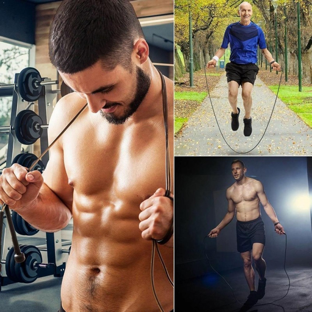 Adjustable Aerobic Exercise Speed Fitness Equipments Black Jumping Rope Training