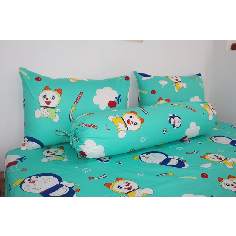 Drap Thắng Lợi, ga giường cotton 100% chuẩn logo siêu dễ thương cho bé mẫu đô rê mon ngọc