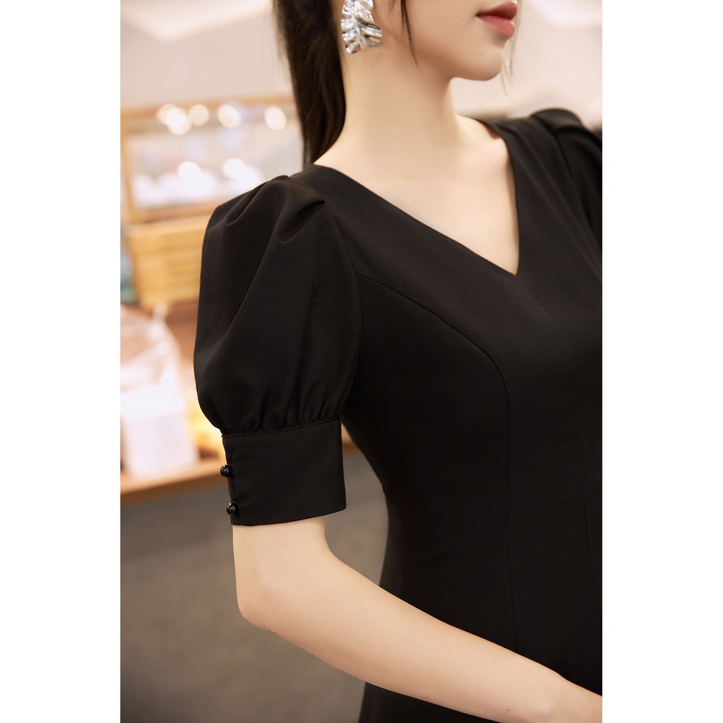 Đầm xòe ngắn tay cổ V tay bồng 20 AGAIN DEW0992 | BigBuy360 - bigbuy360.vn