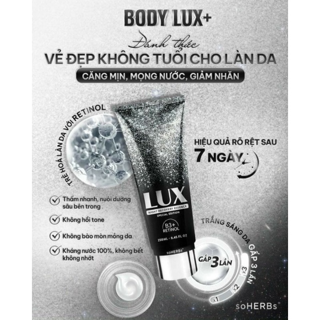 [CHÍNH HÃNG 💯%] Kem Body Lux + Tinh Chất Yến Tươi soHERBS Trắng Mịn Da