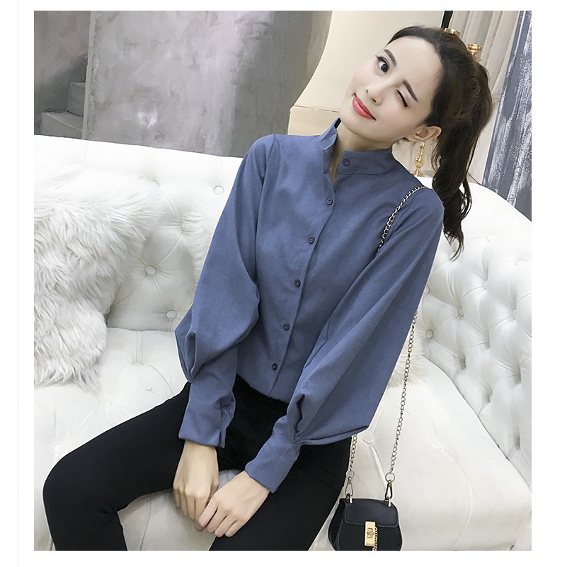 Áo sơ mi SUXI dài tay form rộng phong cách Hàn Quốc