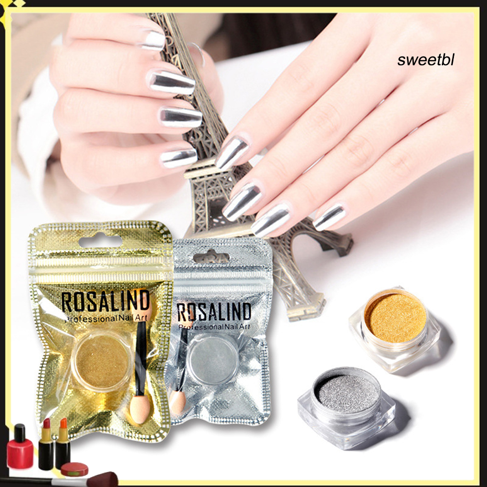 Nhũ kim tuyến trang trí móng tay Rosalind hiệu ứng tráng gương kèm que xốp diy