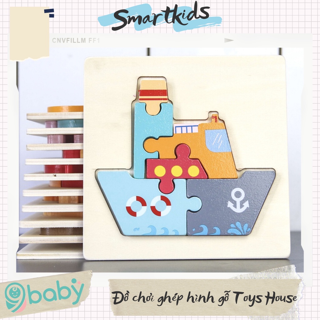 [ẢNH THẬT + VIDEO] Đồ chơi ghép hình nổi 3D bằng gỗ cho bé phát triển Toys House mẫu tàu thuỷ