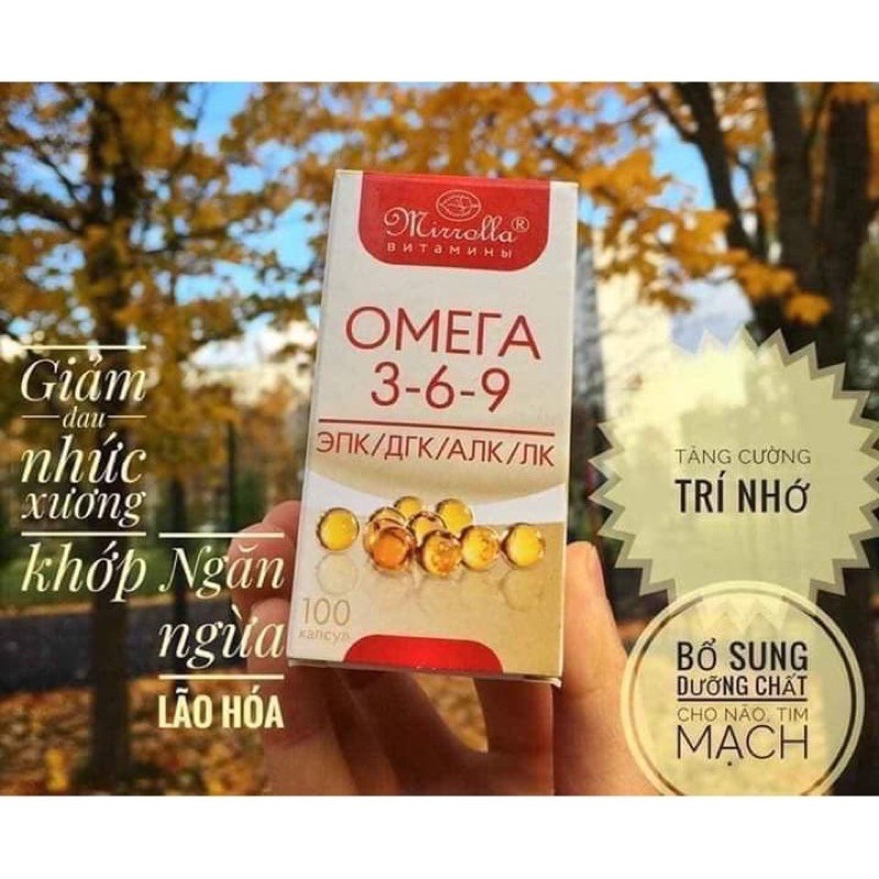 Omega 369 Mirrolla, viên uống tốt cho sức khỏe tăng cường thị lực, hộp 100v