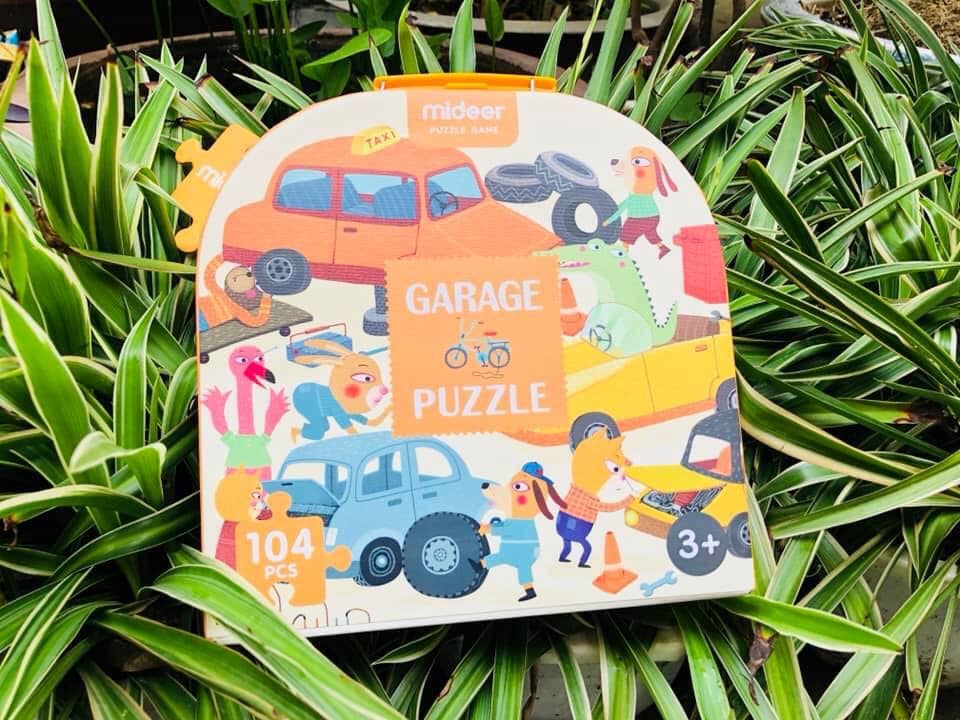 Đồ Chơi Ghép Hình Thiết Kế Dạng Vali Có Quai Xách Chủ Đề Garage ô tô Mideer - Garage Puzzle - MD3078 - 104pcs - 3Y+