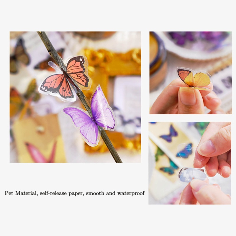 Set 40 Miếng Dán Hình Bướm Sống Động Dùng Trang Trí Thủ Công DIY