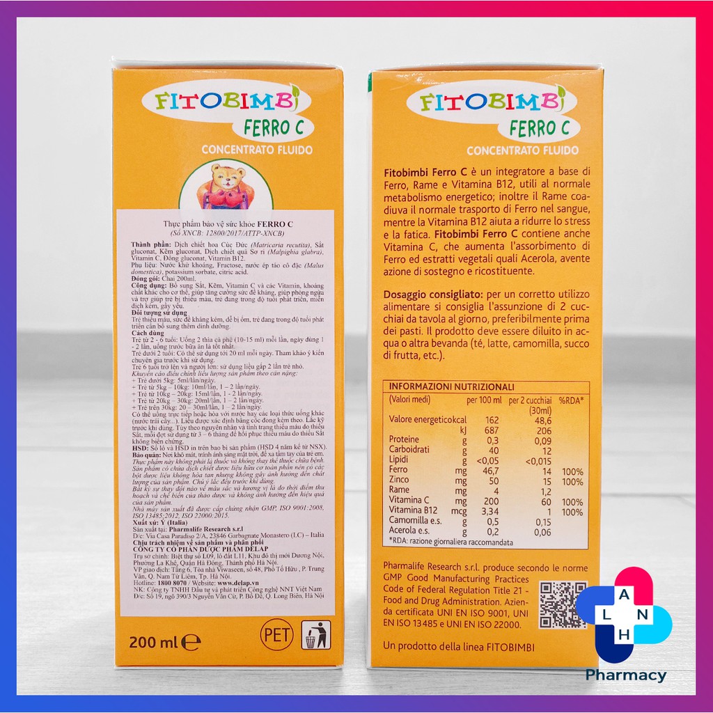 FERRO C - Bổ sung sắt, vitamin C giúp tăng cường sức đề kháng cho trẻ.