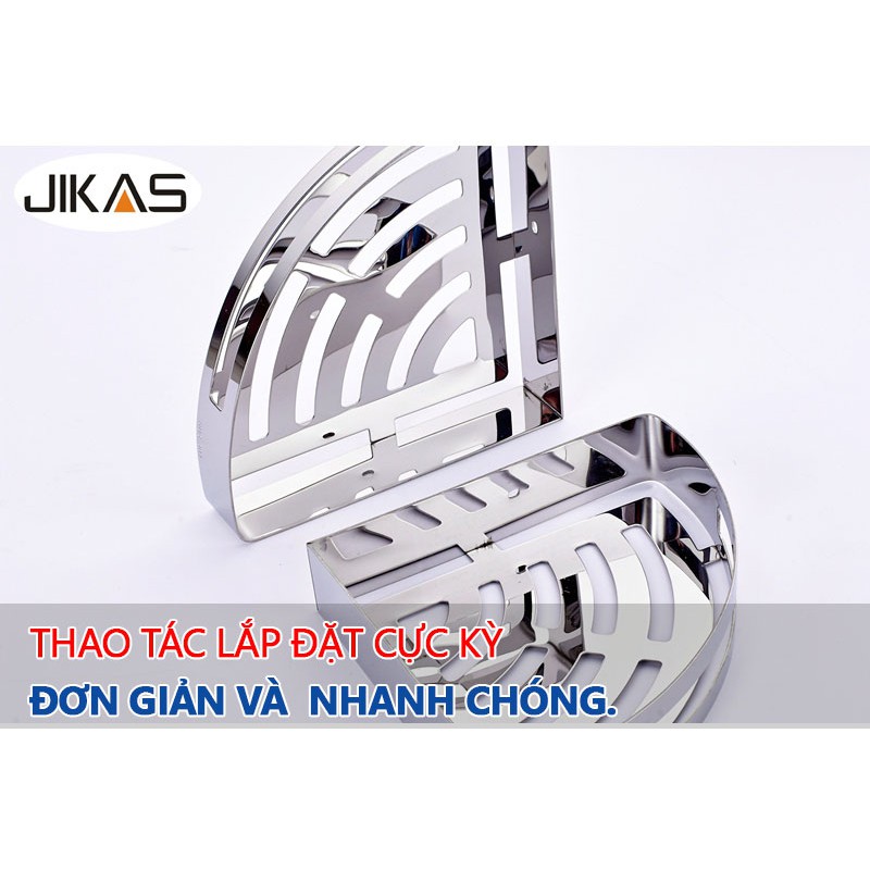 Giá kệ treo tường phòng tắm đa năng 2 tầng inox 304, có móc treo khăn, bông tắm 9047