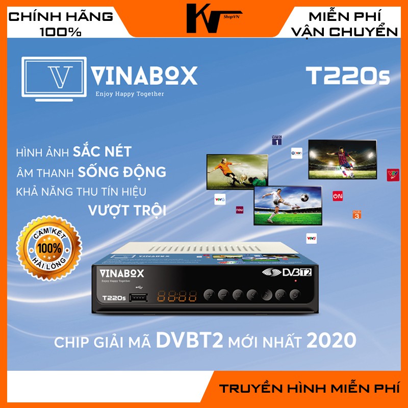 Đầu thu KTS DVB-T2 Vinabox T220S chính hãng, bảo hành 12 tháng