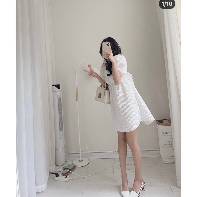 ĐẦM BBD GẤM XỐP CỔ VUÔNG TAY BỒNG ✨