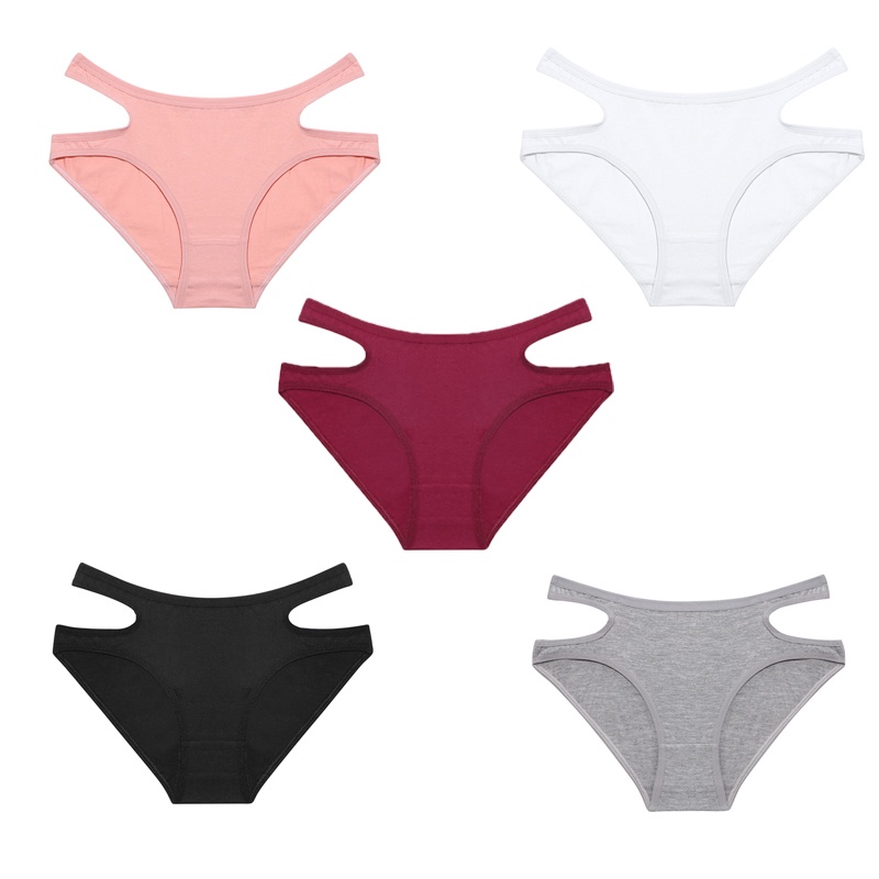 Cute Byte Bộ 2 Quần Lót Cotton Lưng Thấp Màu Trơn Thoải Mái Size S-XL Cho Nữ