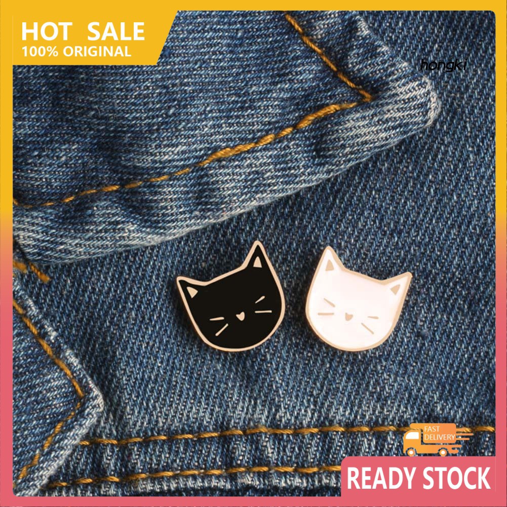 Bộ 2 Ghim Cài Áo Unisex Thiết Kế Hình Chú Mèo Xinh Xắn