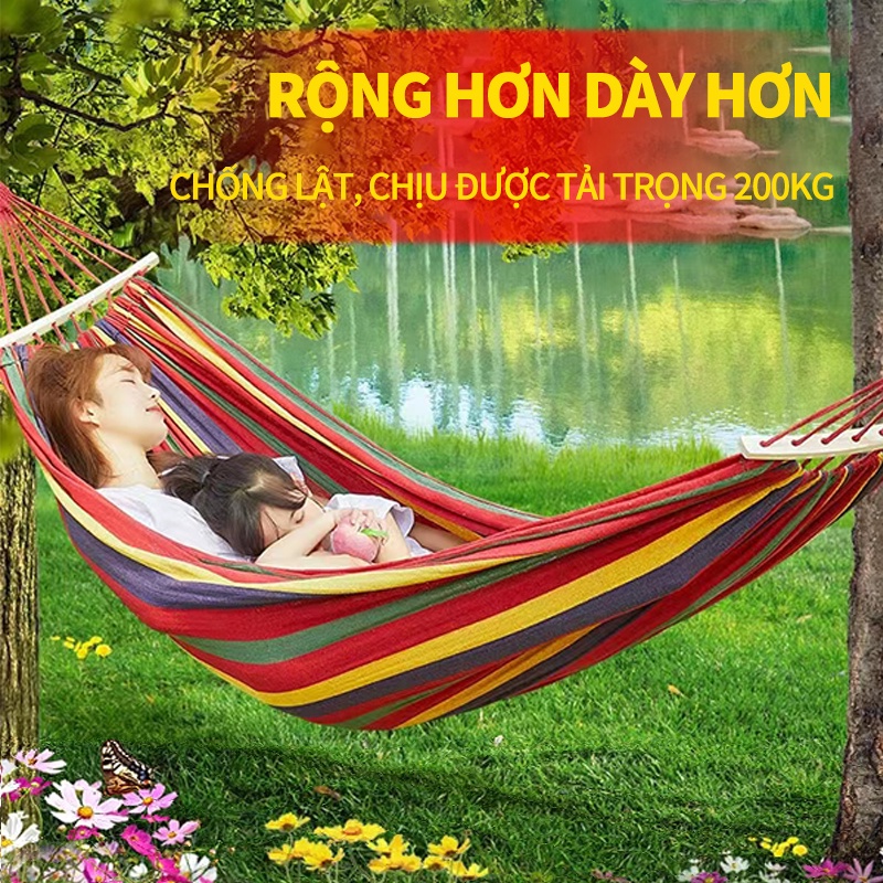 Võng du lịch sợi vải  đan ,Canvas dày,Khả năng chịu tải siêu lớn 190*100 cm  dã ngoại, gấp gọn