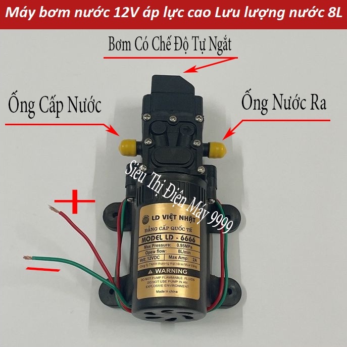 Bộ máy bơm rửa xe tăng áp lực nước mini 12v - máy rửa xe 12v