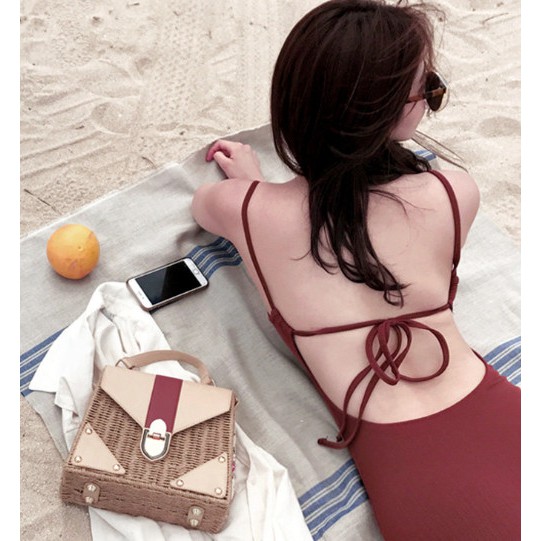 [Mã WAMT1505 giảm 10K đơn 0K] (Đủ size- Video) Bikini liền thân QC cao cấp đỏ đô hở lưng cực đẹp | BigBuy360 - bigbuy360.vn