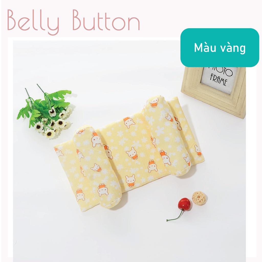 Gối Chặn BellyButton Cho Bé Sơ Sinh 1-3 Tháng, Gối Cố Định, Định Hình Đầu, Chất Thô Hoa Thấm Hút Mồ Hôi Màu Sắc Đáng Yêu