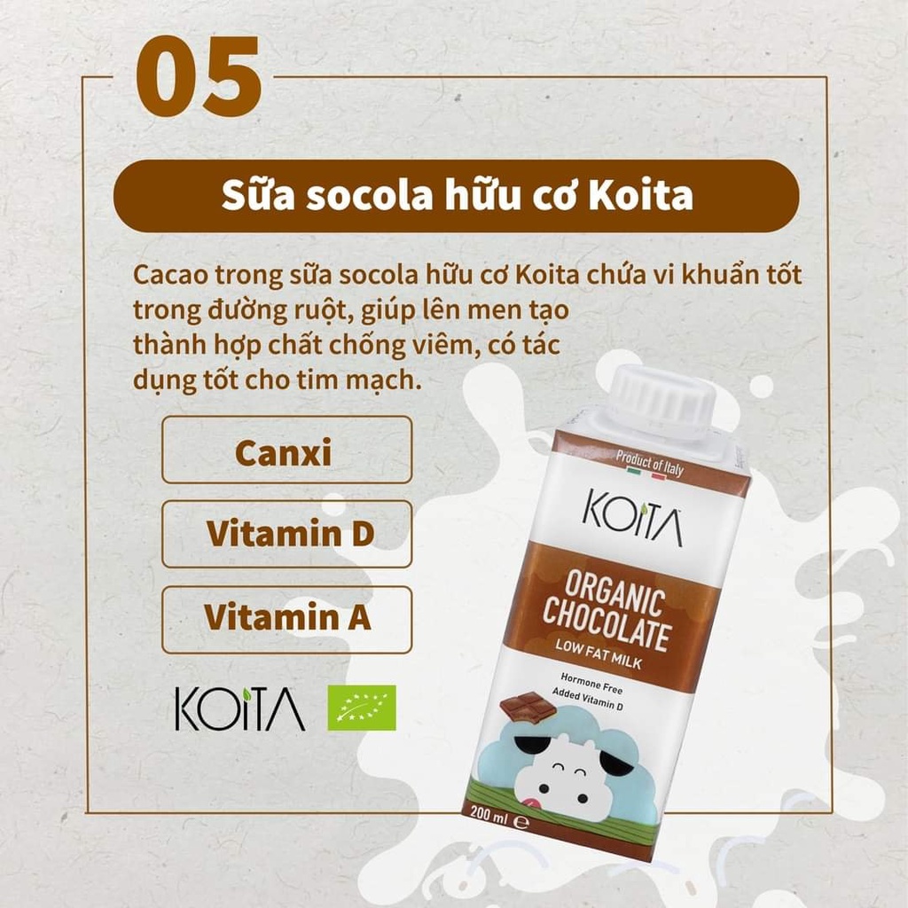 Sữa tươi vị socola hữu cơ 200ml