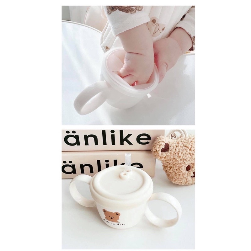 Cốc tay cầm hút và ăn snack Dottodot cho bé Made in Korea