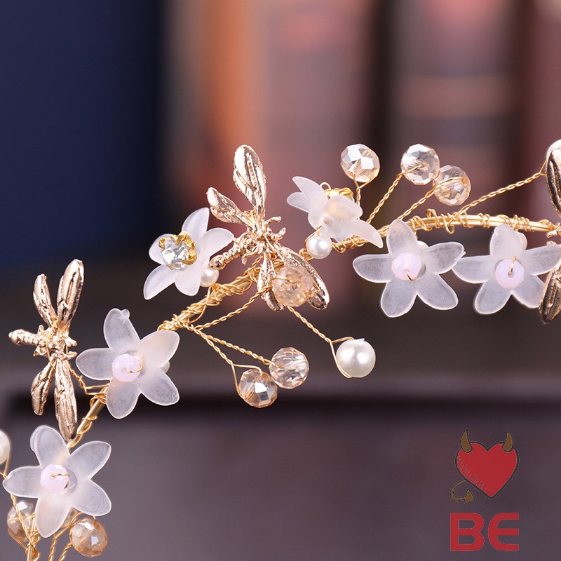 YADORNOS Băng đô cài tóc đính hoa và ngọc trai phong cách Hàn Quốc