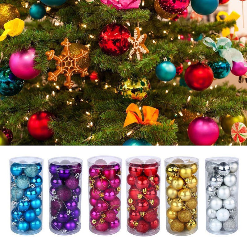 Quả châu trang trí Noel Set combo 24 trái châu cực đẹp 2021 - Trái châu trang trí cây thông Noel giá rẻ ở TpHCM
