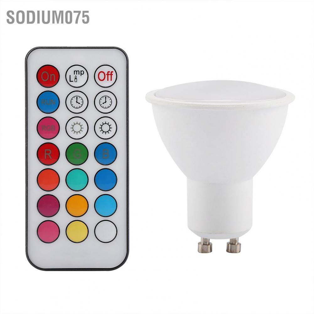 Sodium075 Sodium075 GU10 3W RGB mới Đèn LED bóng thay đổi màu trắng ấm với điều khiển từ xa
