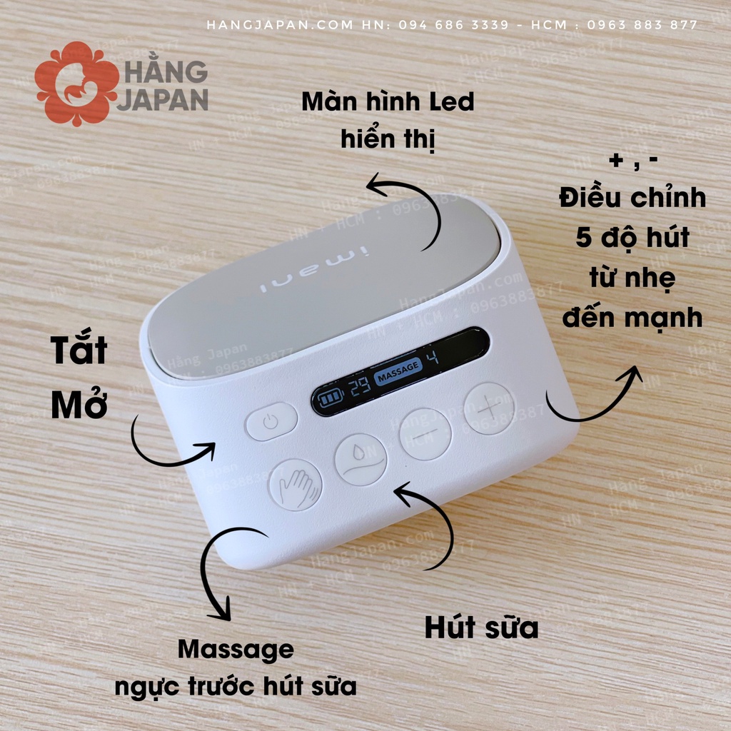 Máy hút sữa IMANI I2 Plus không dây đủ size 17-19-21-25-28 - BH 12 THÁNG CHÍNH HÃNG