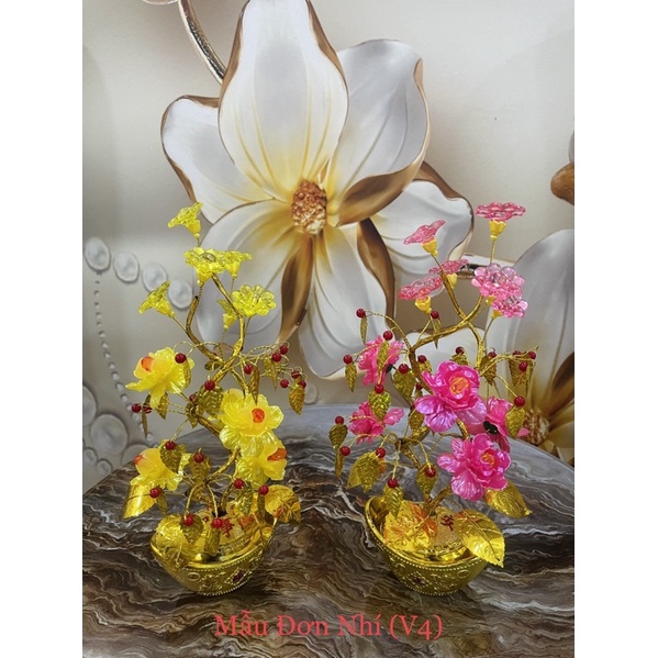 1 Cây Hoa Pha Lê Nhựa Tài Lộc Mini Trưng Tết 2022 [Đủ Kiểu]