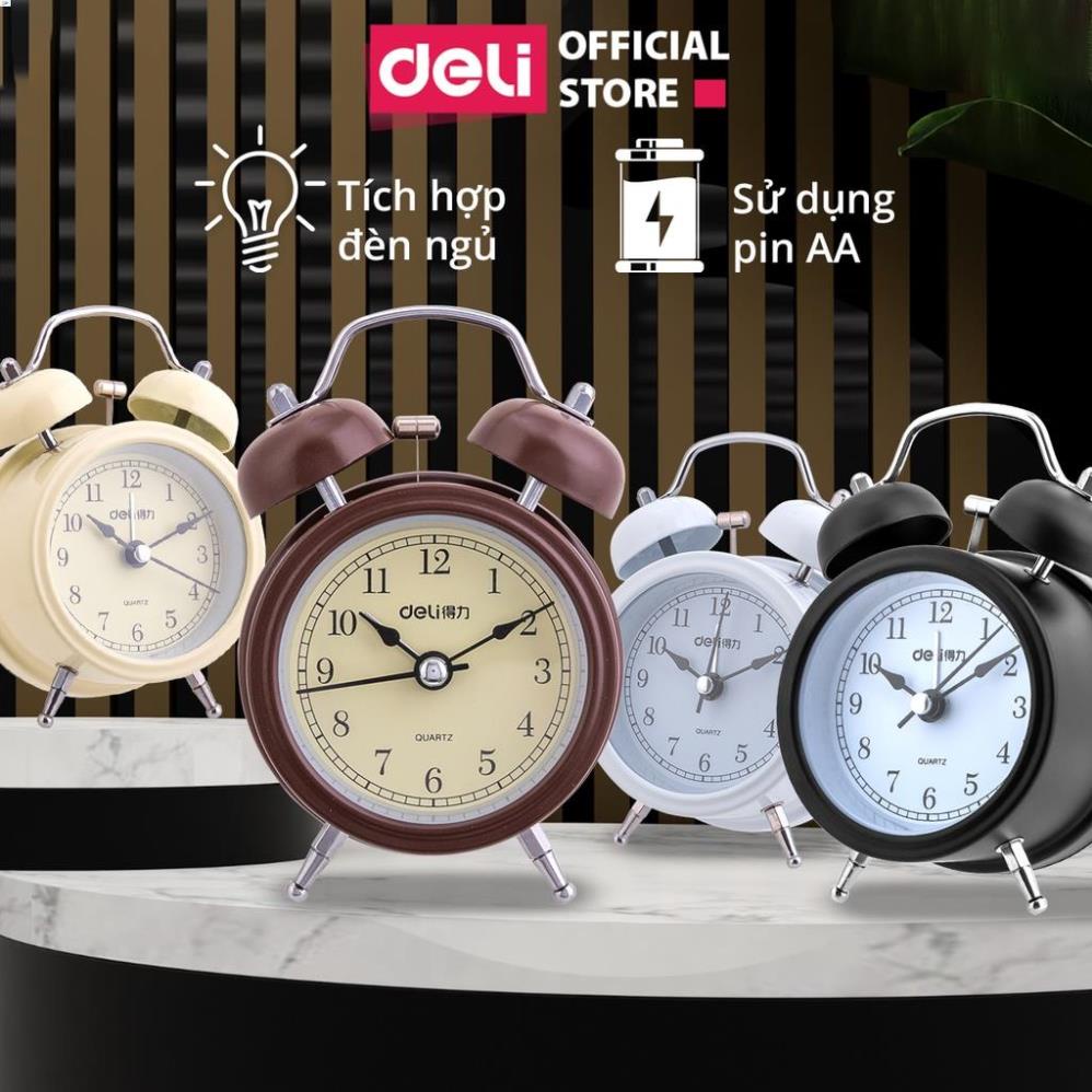 [Tặng pin] Đồng hồ báo thức có chuông reo Deli 9024