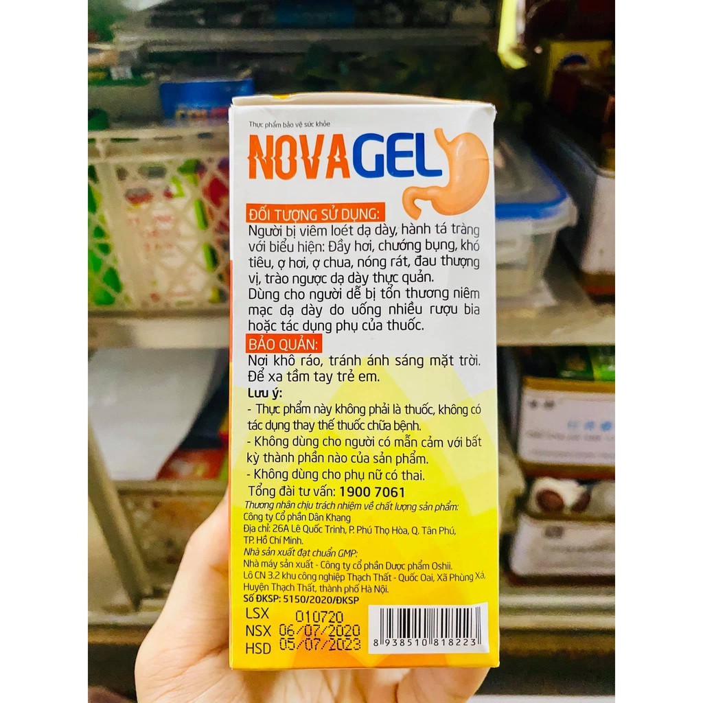 Novagel / Nova gel cvspharmacy Hộp 20 gói, Hỗ trợ giảm đau dạ dày, bảo vệ niêm mạc dạ dày