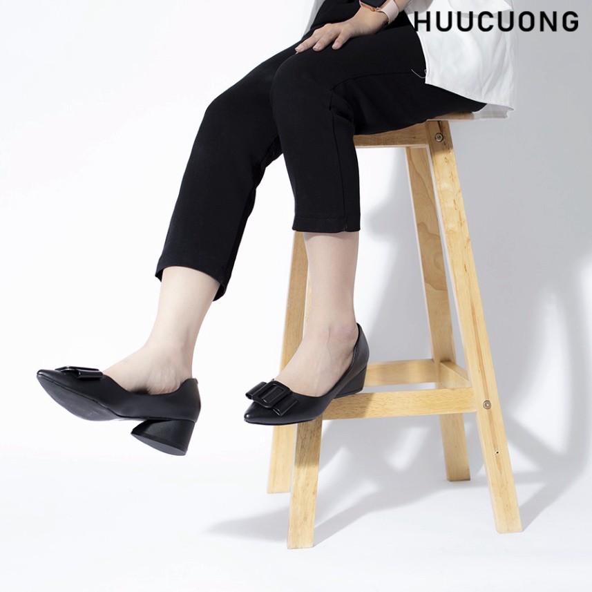 [ Loại 1]  Giày Búp Bê HUUCUONG Thời Trang Mũi Nhọn Kiểu Dáng Basic Cao 5cm - CG56 .