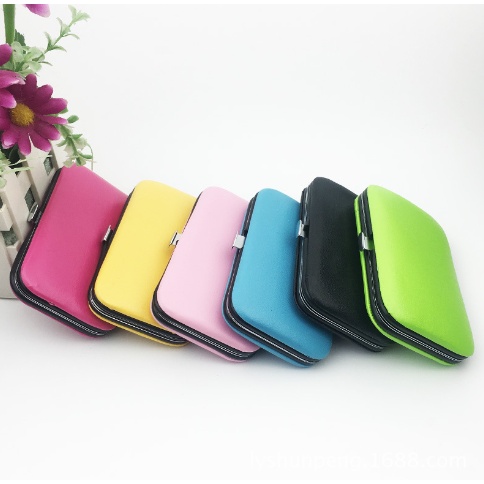 set bấm móng tay màu sắc vỏ da pu 7 món BMT6 dễ thương cute dễ thương cắt móng tay