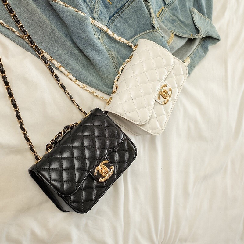 Túi xách nữ đeo chéo đeo vai kẹp nách chất da trần trám PU mềm, Kết Hợp Dây Da Bọc Xích - Mitoren 106