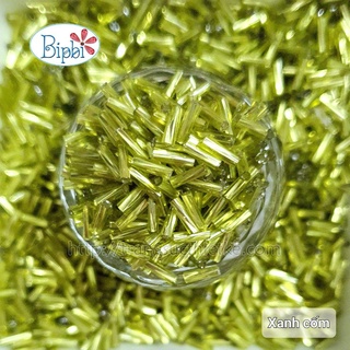 Hạt cườm thủy tinh xoắn xanh cốm silverline
