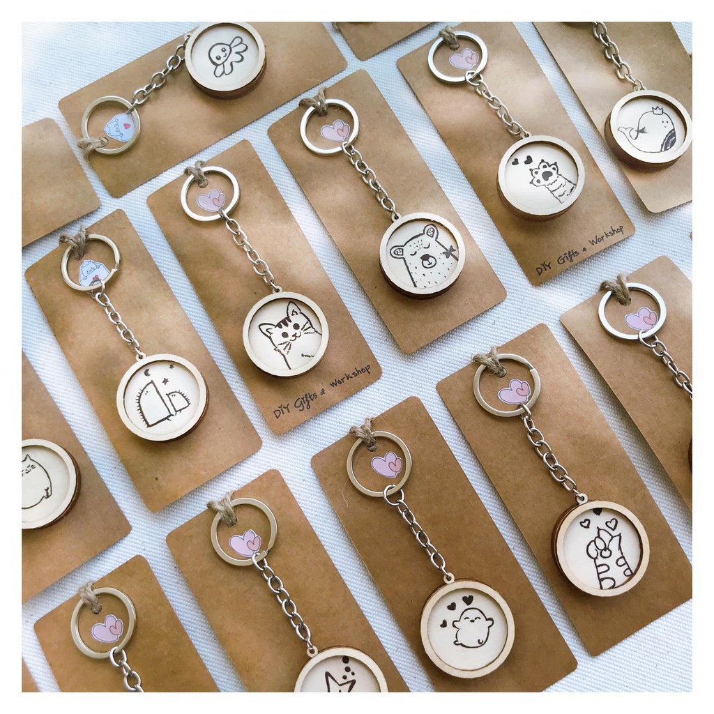 MÓC KHÓA GỖ KHẮC THEO YÊU CẦU DIY GIFTS