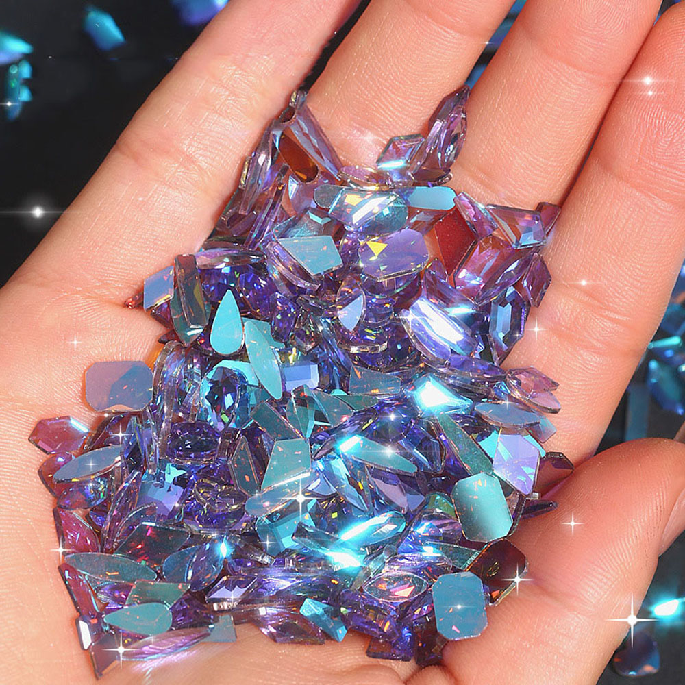 Bộ 100 Phụ Kiện Đá Trang Trí Móng Tay 3D Nghệ Thuật Kiểu Nhật Bản Nhiều Màu Sắc