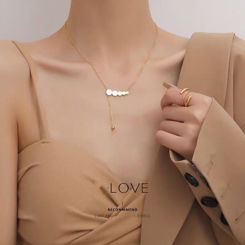 Dây chuyền thép titan mạ vàng 18K không gây dị ứng không phai màu phong cách Âu Mỹ cổ điển quà tặng sinh nhật/valentine