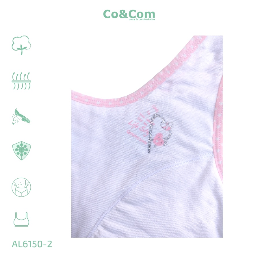 Áo Lá Học Sinh, Áo Lót Bé Gái Cotton Modal Co&Com AL6150 Cầu Ngực 2 Lớp Chui Đầu