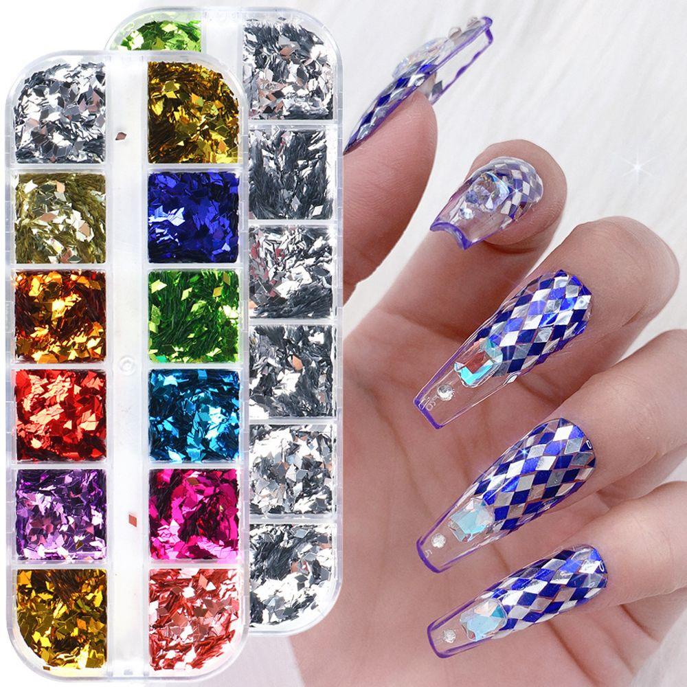 Hộp Kim Tuyến 12 Ngăn Trang Trí Móng Tay Nghệ Thuật