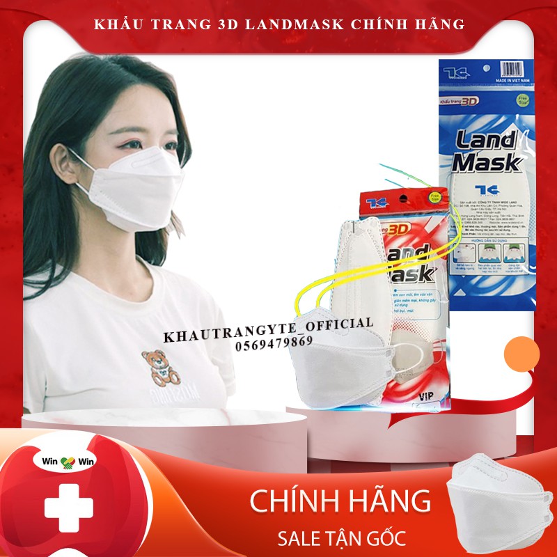 Khẩu trang 3d kf94 LandMask kháng khuẩn chính hãng của WIDELAND gói 6c